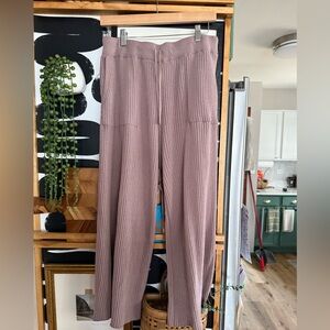 Jason Wu Ribbed Knit Wide Leg Pants | Dusty Mauve | Size M | Loungewear
